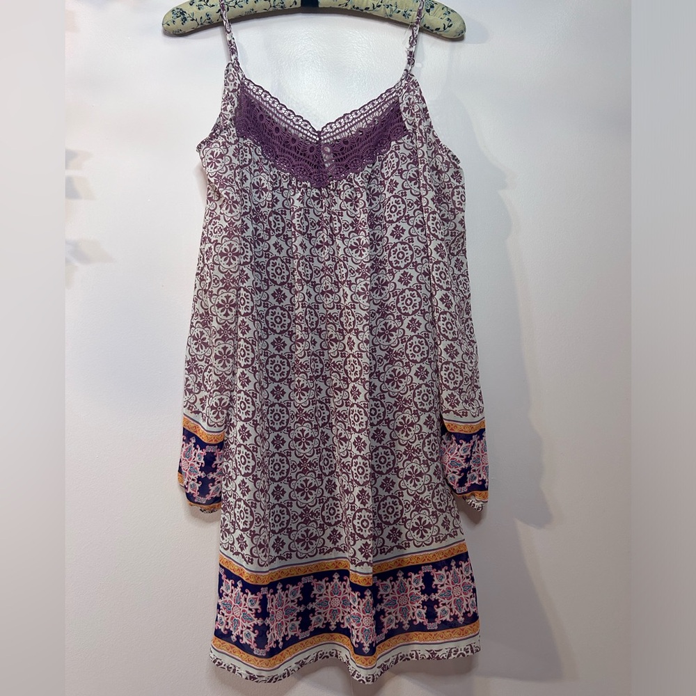 4$ SALE Purple and white off the shoulder tank with half sleeves blouse